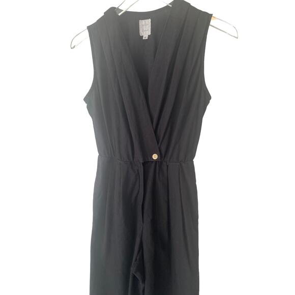COAST HIGH PLEATED LINEN BLEND JUMPSUIT BLACK SIZE SMALL - Picture 2 of 9